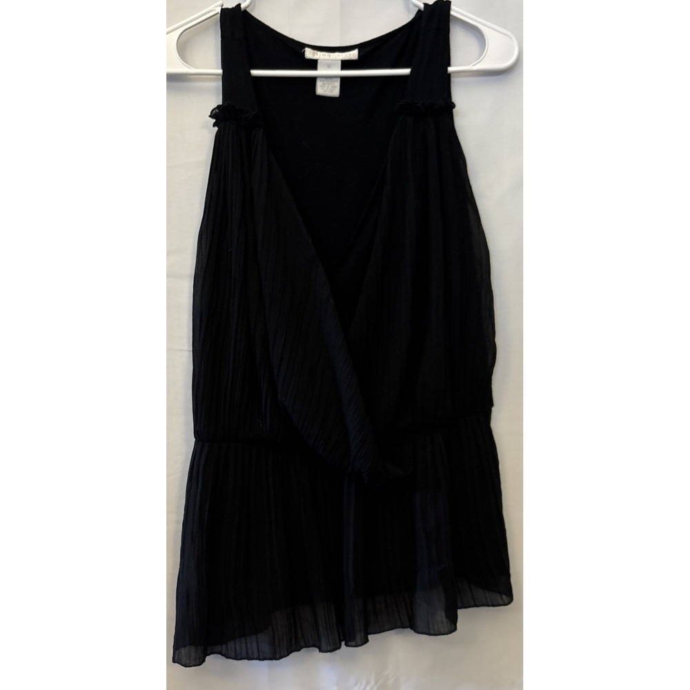 Women's Black Draped Neck Criss Cross Peplum Blouse Sleeveless‎ Ruffle XL